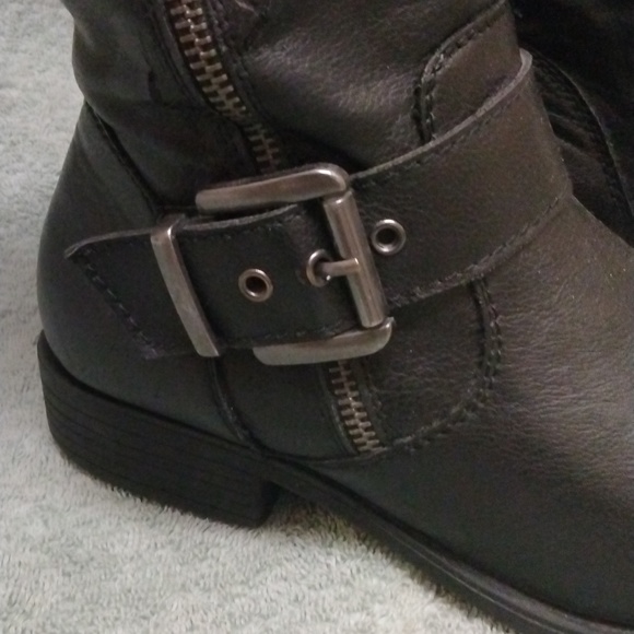 Women's tall black Biker boots size 8 - Picture 2 of 12